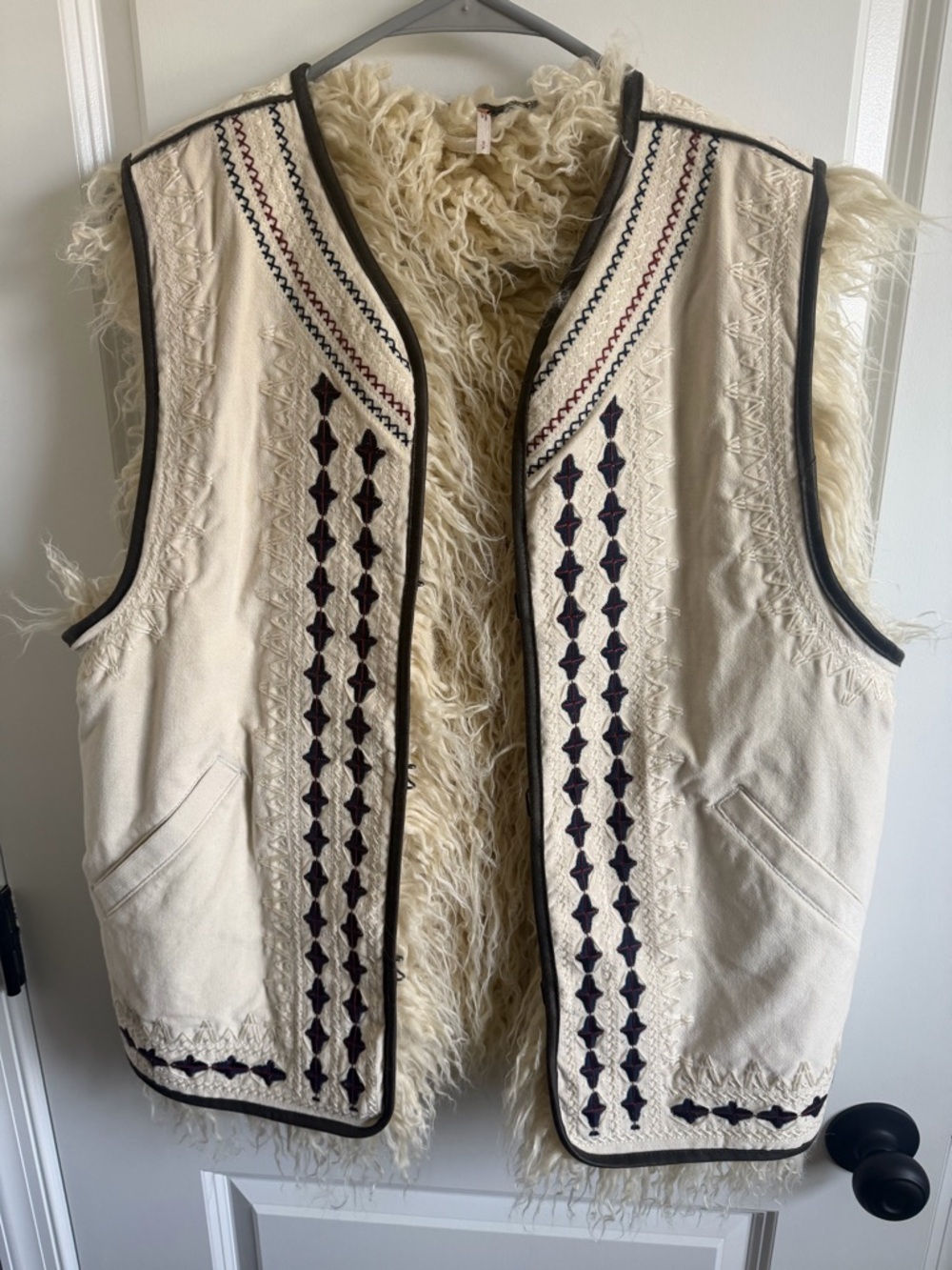 Free People Embroidered Kick it in reverseable fur Vest